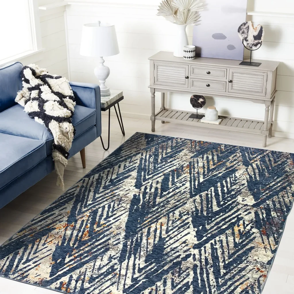 Add Depth with a Navy Area Rug