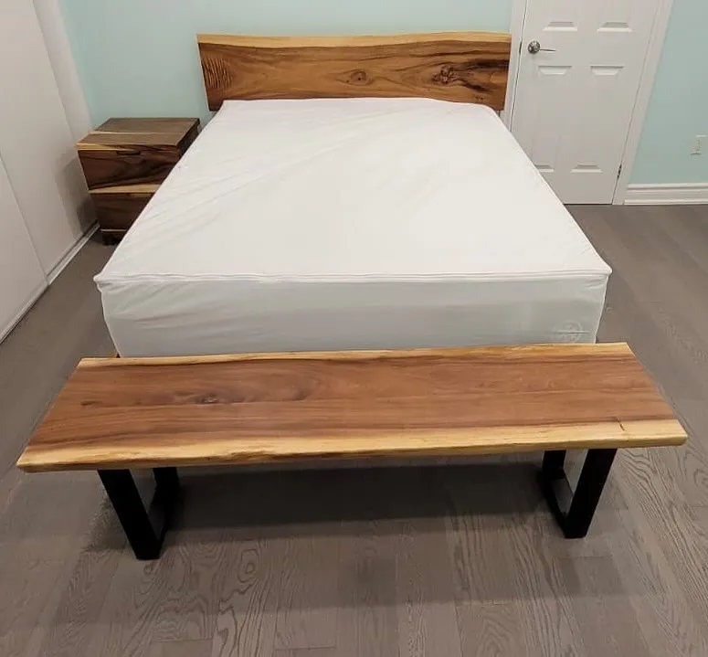 Rustic Wood Headboard and Bench Combo for Cozy Cabin Vibes