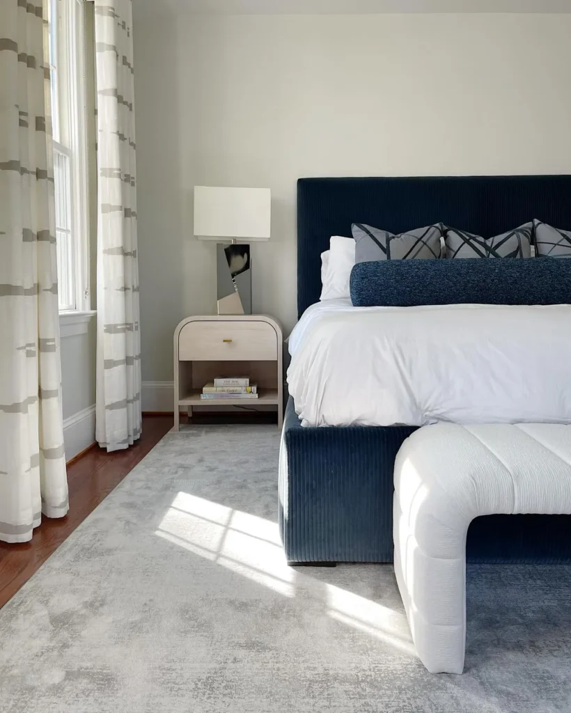 Sophisticated Navy and Neutral Bedroom