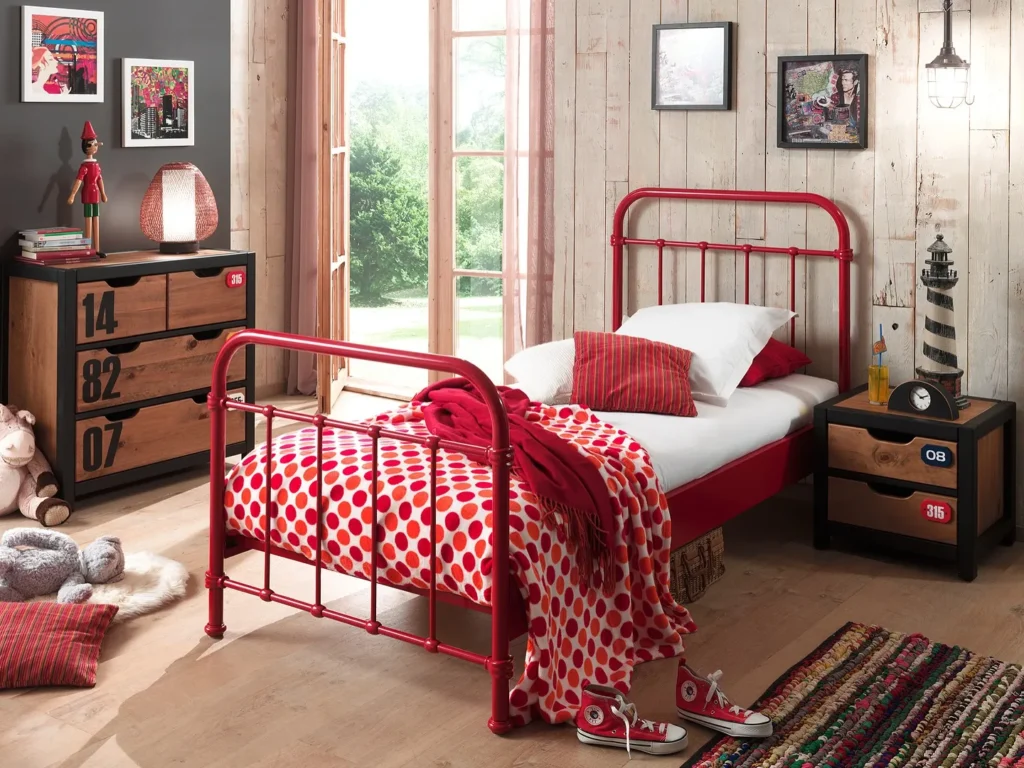 Vibrant Red Metal Bed for a Playful Vibe