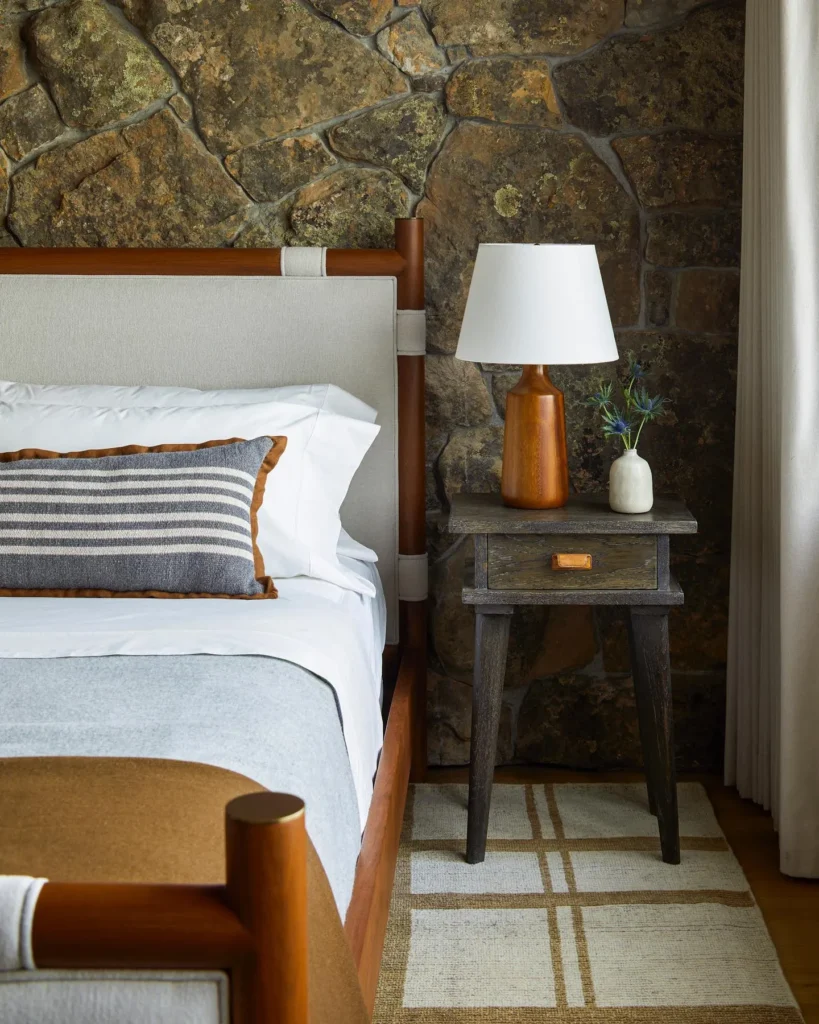 Warm, Rustic Ambiance with Stone Accent Wall