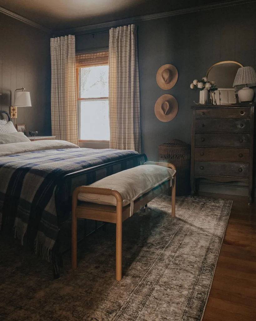 Plaid Bedding in a Cozy Cabin Room