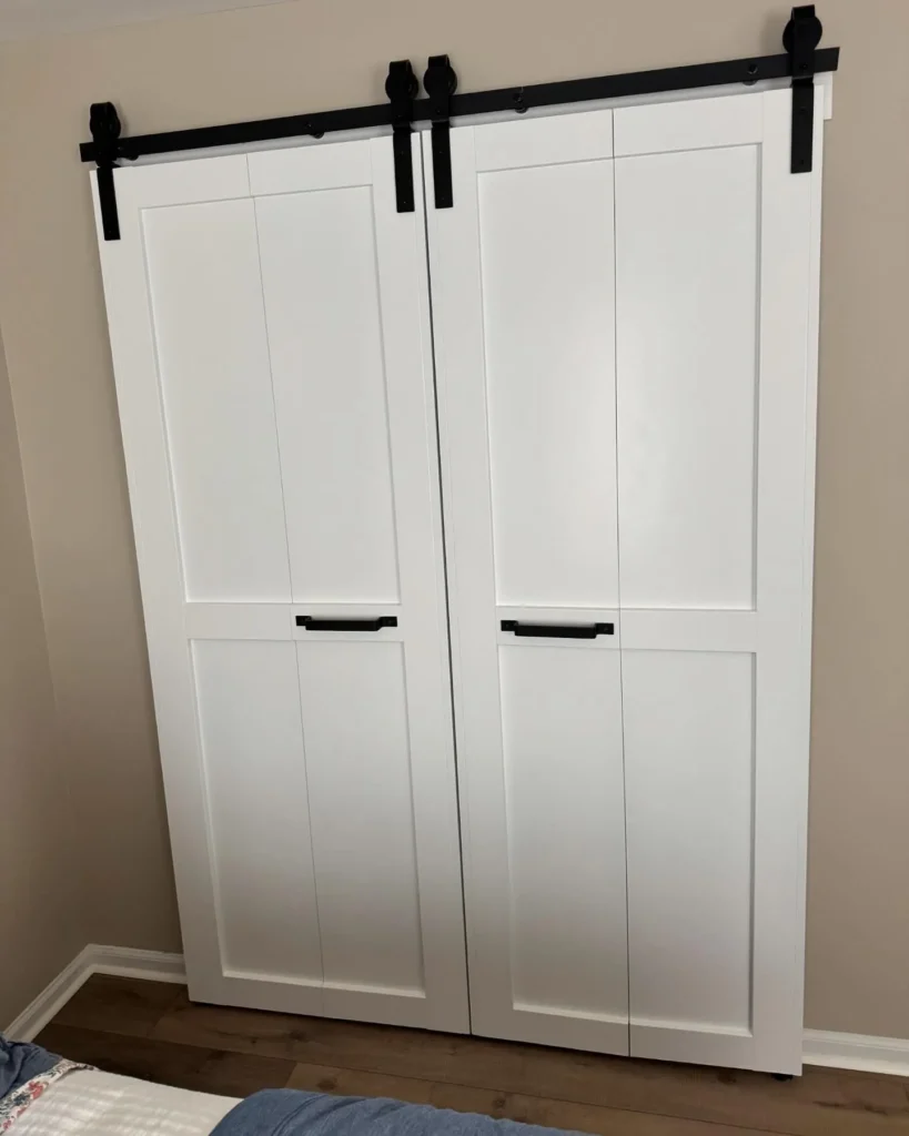 Sleek Barn Door Closet for a Cozy Cabin Look