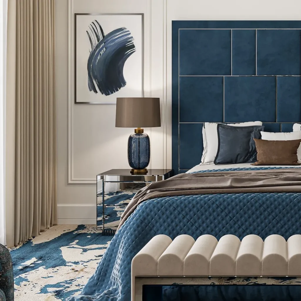 Sophisticated Navy and Gray Bedroom Design